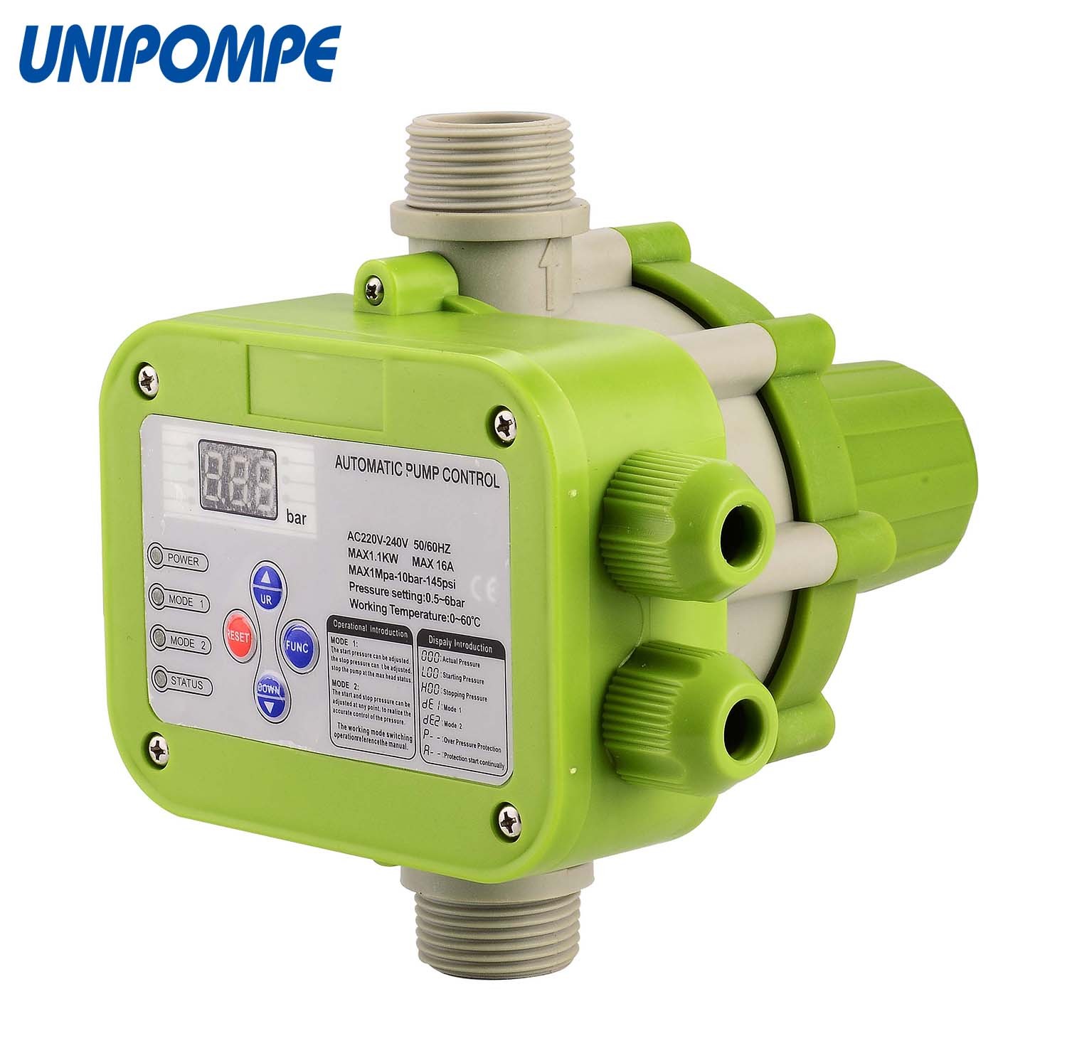 Agora-Tec® Interruttore di controllo della pompa flusso AT-DWv-18 (pressione di accensione e spegnimento regolabili) con protezione contro il funzionamento a secco, monitoraggio della sovrapressione Agora-Tec® Interruttore di controllo della pompa flusso AT-DWv-18 (pressione di accensione e spegnimento regolabili) con protezione contro il funzionamento a secco, monitoraggio della sovrapressione