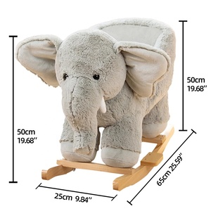 Chaise à bascule en peluche personnalisée pour enfants, en forme d'éléphant, cheval à chevaucher, cheval à bascule en bois pour bébé - Product Image 3