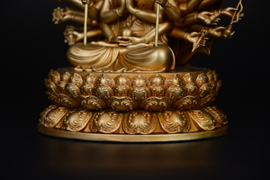 Antique Bronze Golden Buddha Statue Sculpture Home Religion Indoor Decor Metal Craft Engraving Hand-Cast Gold Plated Collectible - Product Image 4