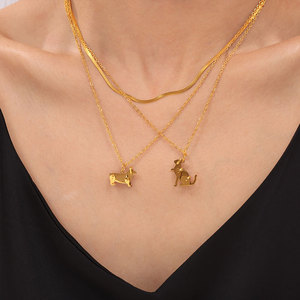 Collar de Perro con Dije de Acero Inoxidable 316L, Resistente al Agua y al Deslustre, con Baño de Oro PVD de 14k/18k para Mujer - Product Image 2