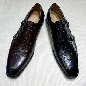 Man Double Monk Strap Schuhe Hochwertige Lederschuhe Strauß Muster Fabrik Großhandels preis - Product Image 3