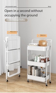 Faltbares und mobiles multifunktionales Mehrstufiges Aufbewahrungsregal der Fabrik, Kleiner Wagen für Snack-Aufbewahrung - Product Image 5