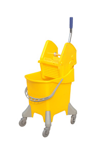 Seau à serpillière <span class=keywords><strong>mobile</strong></span> 31L avec essoreuse intégrée et chariot, en plastique PP écologique, pour usage intérieur et extérieur, bleu, personnalisable - Product Image 3
