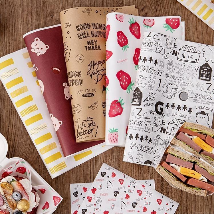 100 Pack Wax Paper Food Wrappers - Heart & Rose Pattern, Greaseproof & Waterproof For Sandwiches, Baking, Picnics - View #12