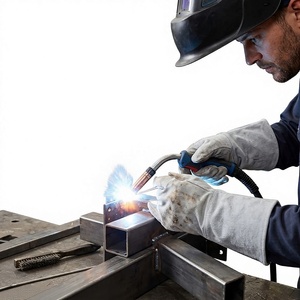 Guantes de soldadura de cuero vacuno resistente con puño largo para protección contra calor y chispas, ignífugos para construcción industrial - Product Image 5