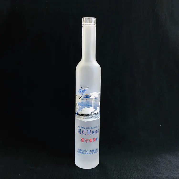 Alto y delgado de la helada 375ml Gin Vodka de vino de hielo botella de vidrio con corcho