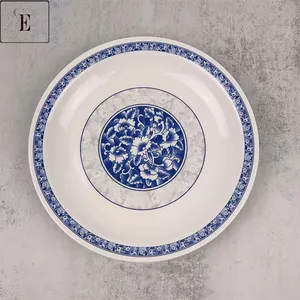 제조 업체 도매 뜨거운 판매 인쇄 고전적인 푸른 꽃 멜라민 그릇 및 접시