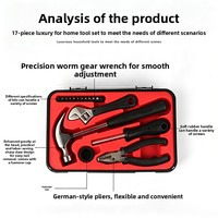 Kit d'outils multi-usages professionnel pour la réparation à domicile, 17 pièces, en acier au chrome-vanadium forgé, avec mallette rigide et plateau moulé pour un accès rapide