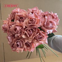 Rose artificielle à toucher réaliste, très vendue, tige unique, fleur artificielle de 13 cm, pour mariage, décoration florale de la maison.