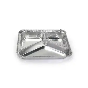 Hot Sale 3 Compartment Aluminium Foil Food Container For Fast Food