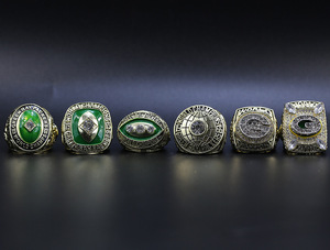 6 buah Set Cincin Kejuaraan Green Bay Packers, set cincin kejuaraan sepak bola dan cincin berlapis emas untuk pria keren - Product Image 4