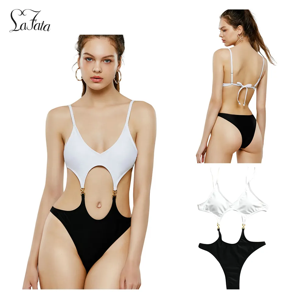Черно-белый купальный костюм-бикини новый дизайн пляжная одежда