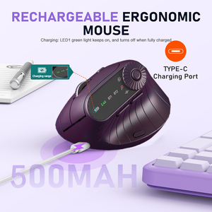Có Thể Sạc Lại Dọc Ergonomic Chuột Đa-Thiết Bị Bt Không Dây 2.4G Với Chức Năng Điều Chỉnh Núm Bàn Phím Cho PC Máy Tính Bảng - Product Image 4