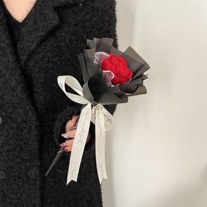 Piccoli fiori per riunioni fatti a mano Bouquet rosa fata magica bacchetta regalo di compleanno per adulti regalo di san valentino per ragazze - Product Image 1