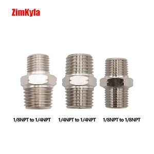 Adaptateur hexagonal en acier inoxydable nickelé, raccord de tuyau pneumatique, réducteur de filetage mâle 1/8 NPT 1/4 NPT, max 300 psi, Zimakyfa - Product Image 2