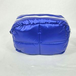 Solid Color Winter Down Cotton Soft Light Weight Puffer Puffy Fluffy Quilted Cloud Makeup Cosmetic <b>Bag</b> Travel Make up Pouch - Product Image 5