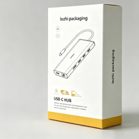 Boîte en carton personnalisée avec couvercle et base pour emballage de chargeur de téléphone électronique, accessoires de téléphone, câble de données, impression