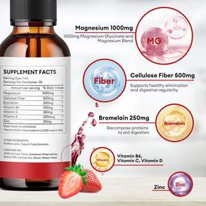 Private Label Natural Magnesium Glycinate Supplement <strong>Liquid</strong> Drops with Fiber, <strong>Bromelain</strong>, Vitamin B,C,D - Product Image 4