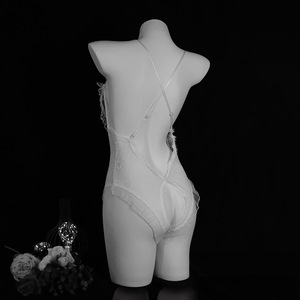 Sexy <b>Lace</b> Bodysuit Women Sleeveless Soft Lingerie Nightwear <b>White</b> Black Color Polyester Fabric - Product Image 2