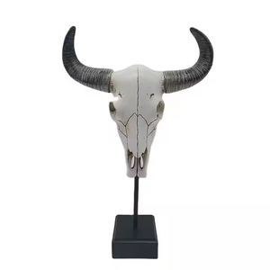 รูปปั้นหัววัวทำจากเรซินเทียมมีเขารูปหัวกะโหลกศีรษะวัวสำหรับตกแต่ง Maison - Product Image 1