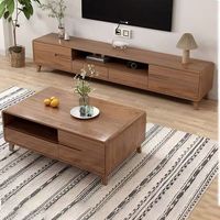 Meuble TV minimaliste et moderne en bois massif Meuble TV long de salon avec tiroirs et portes pour rangement