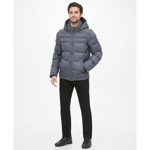 High Quality Warm Canvas Puffer <b>Jacket</b> for <b>Men</b> Hooded Bubble <b>Long</b> Sleeve Zipper Front Logo <b>Men's</b> Clothing <b>Jackets</b> - Product Image 1