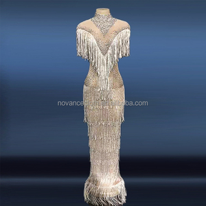 Novance-<span class=keywords><strong>Vestidos</strong></span> <span class=keywords><strong>de</strong></span> Noche brillantes para mujer, <span class=keywords><strong>vestidos</strong></span> <span class=keywords><strong>de</strong></span> lujo con borlas y diamantes <span class=keywords><strong>de</strong></span> imitación, ceñidos al cuerpo, a la moda, para cóctel, Y1044 - Product Image 2
