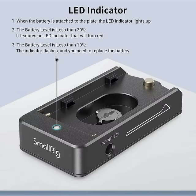NP-F Battery Adapter Plate for BMPCC 4K/6K, SmallRig 3018 48.5g Lightweight with 12V/7.4V Dual Output & LED Indicator