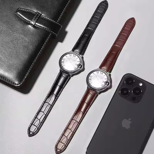 Usine de haute qualité en caoutchouc en cuir véritable bracelet de montre réglable pour hommes femmes Tan clé Crocodile Texture ballon bleu - Product Image 4