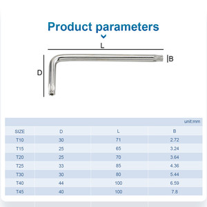 Suministro Directo de Fábrica, Llave Estrella Torx en Forma de L de Alta Calidad, Acero al Carbono Niquelado, Tamaños OEM T10-T45 - Product Image 6