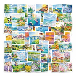 สติกเกอร์ไวนิลลายภาพวาดสีน้ำมันแนวนอน 56 แบบใหม่ ป้องกันรังสียูวี สติกเกอร์ตกแต่งฉากท่องเที่ยวสุดสร้างสรรค์ - Product Image 6