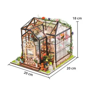 New arrival Furniture Model mini greenhouse Miniature Flower Garden DIY wooden doll house