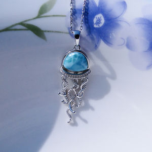 Joyería de Larimar Natural con Diseño Personalizado en Plata 925, las Mejores Gemas para Compromiso - Product Image 2
