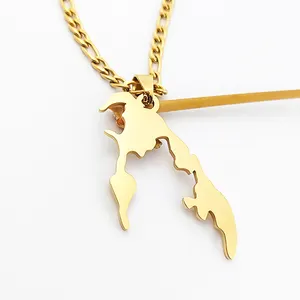 18K Gold Plated Latest Tamil Eelam State Map Necklace Stainless Steel Tamil Eelam Map Charm Necklace Tamil Eelam Jewelry