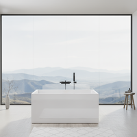 Baignoire autoportante rectangulaire moderne en acrylique 95-170 cm avec jupe intégrale antidérapante, certifiée CUPC, pour 1 personne, baignoire de luxe