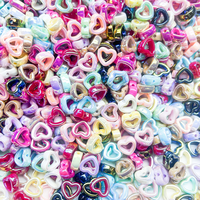 Nouveautés Perles en acrylique miniatures en forme de cœur creux personnalisées, 300 pièces, revêtement optique irisé UV, pour la fabrication de bijoux DIY