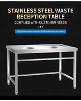 Table de tri des déchets en acier inoxydable double trou, personnalisable, avec pieds réglables en hauteur, pour cuisine professionnelle