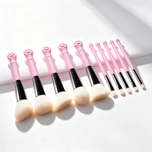 Lot de 10 pinceaux de maquillage en nylon pour le blush, écologiques et durables, avec étui rose et sac de nettoyage, pinceaux pour le visage - Product Image 4