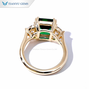 Tianyu Gems 14k Yellow Gold 8*9mm Lab Emerald and Lab Diamond DEF VS1 Half <strong>Moon</strong> Cut Luxury Fashion Women <strong>Rings</strong> - Product Image 4