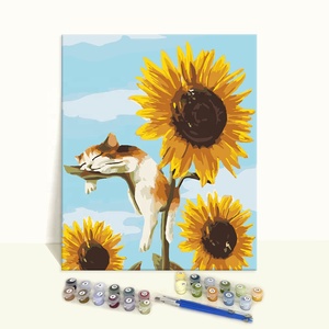 1 pièce, dropshipping, <span class=keywords><strong>peinture</strong></span> au point <span class=keywords><strong>de</strong></span> croix moderne sans cadre, <span class=keywords><strong>tournesol</strong></span>, <span class=keywords><strong>peinture</strong></span> par numéros, haute qualité - Product Image 1