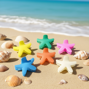 Fermacapelli a forma di stella marina 9 cm, colore singolo, effetto satinato, per donne e ragazze - Product Image 3