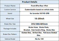 Kit de Freinage Amélioré pour Brembo V6 F40 : Étriers Avant 6 Pistons, Arrière 4 Pistons, avec EPB Mustang et Disques de Frein pour VW MK7