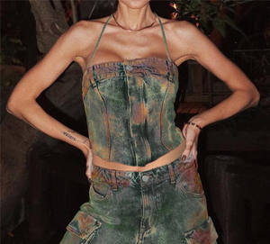 L4849-ladies Vêtements d'été Jeans Top pour femmes Tops <span class=keywords><strong>Bustier</strong></span> <span class=keywords><strong>Femme</strong></span> - Product Image 2