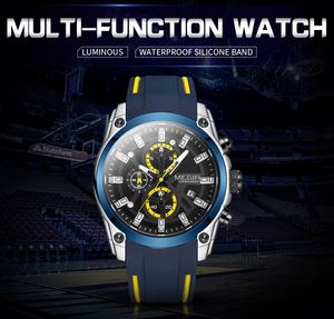 Megir 2024 Hot Brand Sport Men's Watch 2144 Japanese Quartz Movement Chronograph Silicone Strap Alloy Analog Japanese Quartz - Product Image 5