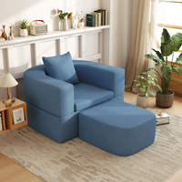 ATUNUS Vakuumkomprimiertes Knochenloses Einzelsofa-Bett für Wohnzimmer Schlafzimmer Heim-Möbel Blaues Ovales Lazy Sofa Couch