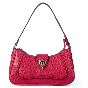 Hochwertige Modemarke Tasche Luxus Lady Geldbörse Schulter Handtaschen aus ROTEM Straußen leder Handtasche für Frauen