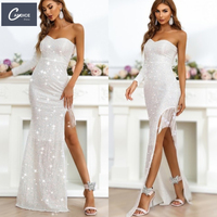 Candice Haute couture Solid una spalla con scollo a V mopping piano sexy riunione annuale host del partito celebrità del vestito da sera