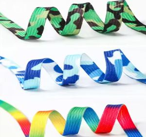 Lacets plats en polyester colorés à sublimation large avec logo personnalisé, vente en gros d'usine pour baskets et chaussures - Product Image 2