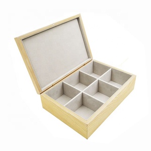Nouveau design bois chêne <span class=keywords><strong>clair</strong></span> 6 compartiments sachets de thé en bois - Product Image 4