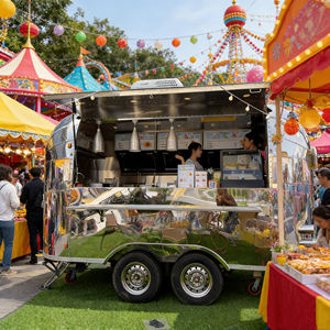 Remorque de restauration professionnelle à finition miroir avec équipement de cuisine intégré, idéale pour la vente de nourriture de rue de style restaurant - Product Image 3